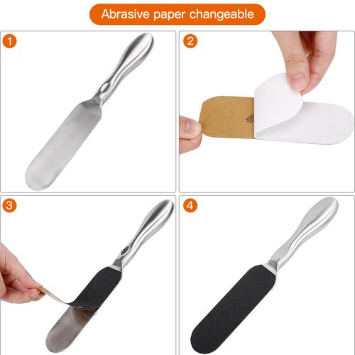 Biutee Foot File for Dead Skin Pedicure Foot Files Callus Remover Professional Sandpaper Pedicure Tools Reusable Stainless Steel Double Sided Foot Rasp Foot Scrubber Pedicure with 12 Replaceable Pads
