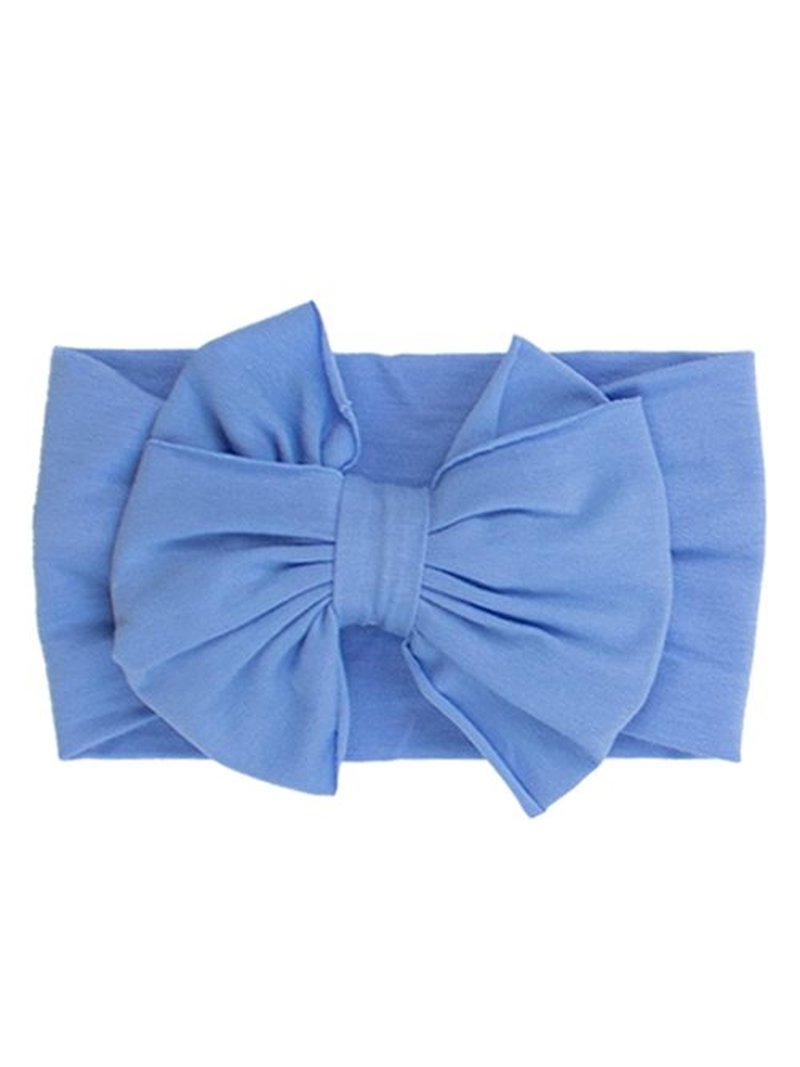 RuffleButts® Girls Knit Big Bow Headbands - Periwinkle Blue, One Size
