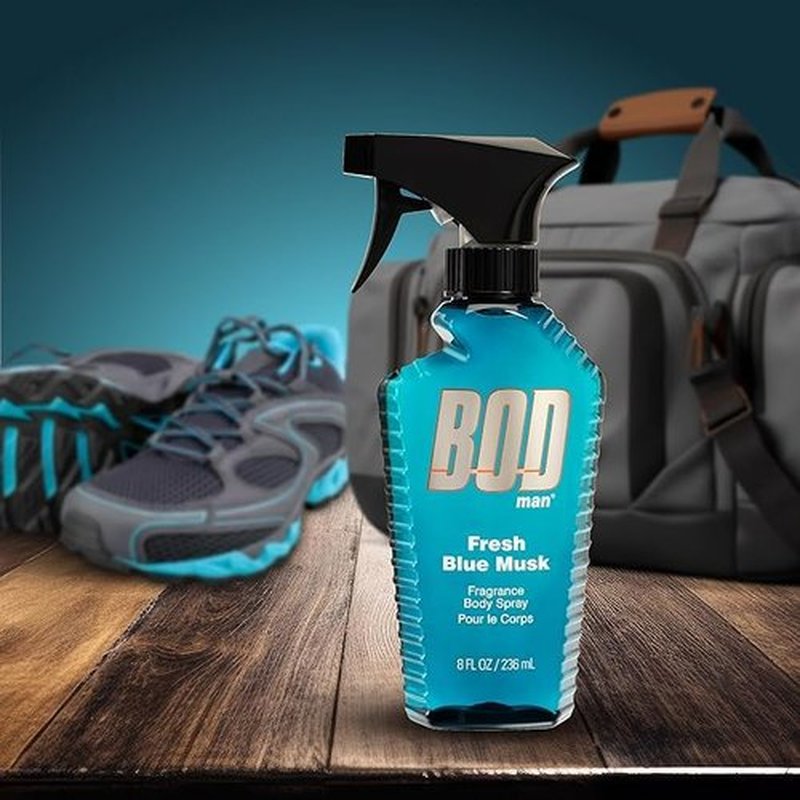 Parfums de Coeur Bod Man Fresh Blue Musk Body Spray - Invigorating 8 oz Fragrance for Men
