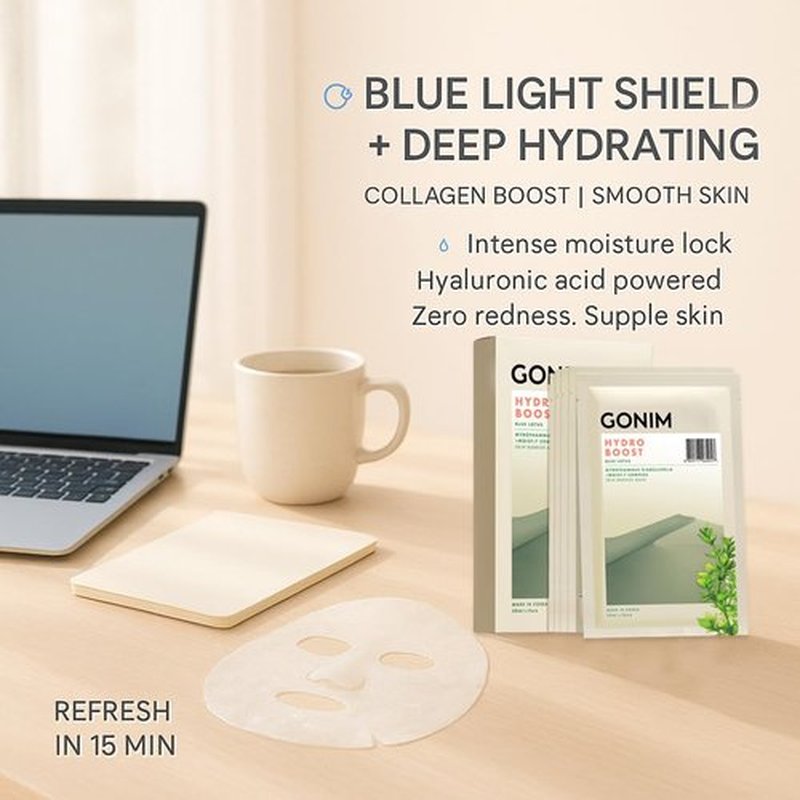 GONIM Hydrating Face Mask - Korean Skincare with Hyaluronic Acid & Vitamin C | Anti-Aging, 15 Sheets