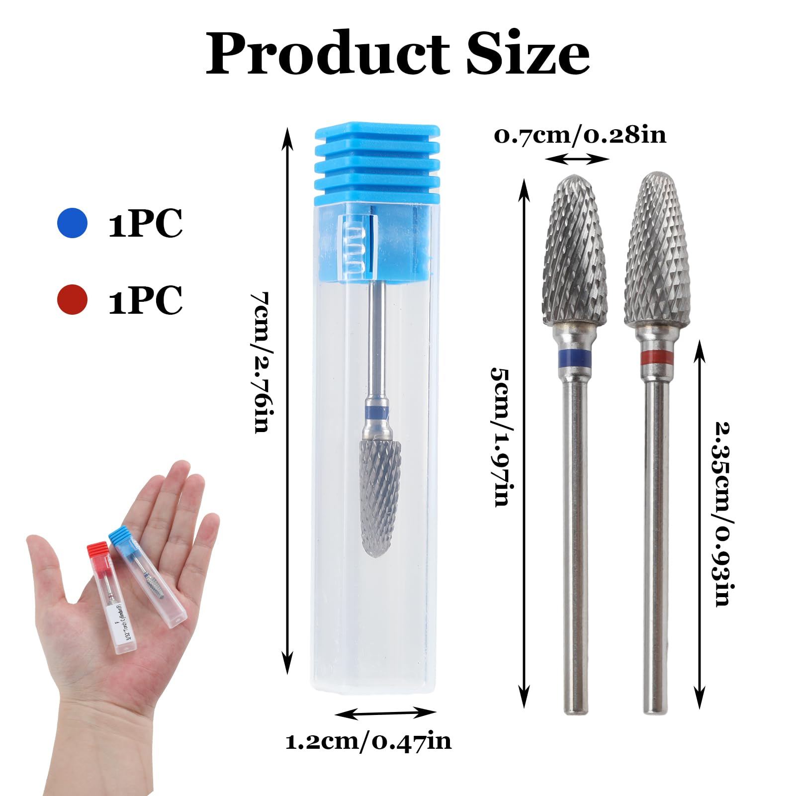 3/32" 5 in 1 Professional Carbide Nail Drill Bits Sets with Case, 2 Pack Tungsten Safety Drill Bits Tech Cuticle Bit Fast Remove for Manicurist Nail Salon Manicure Pedicure Gel Polishing (Round Head)