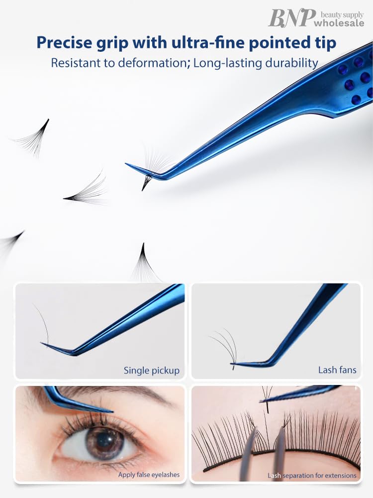 Tool Alement Japan Eyelash Tweezer,Stainless Steel Plasma Coating 12cm 45 Degree Angle Eyelash Extension Tweezers BL-JP12-4004