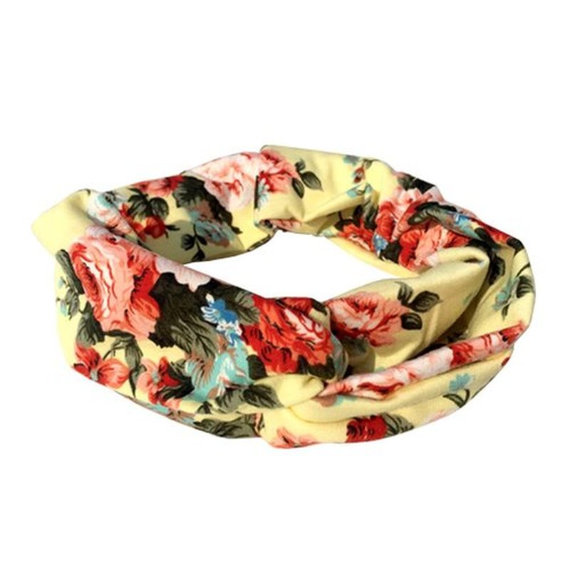 DRESHOW 4 Pack Boho Headbands for Women Girls Yoga Criss Cross Knot Hairbands Vintage Flower Headwraps