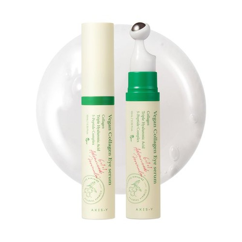 AXIS-Y Vegan Collagen Eye Serum - K Beauty Triple Hyaluronic Acid & Peptide Collagen Serum Improve Skin Elasticity, Reduce Fine Lines & Dark Circles - Vegan Korean Skin Care Eye Cream - 0.33 fl. oz.