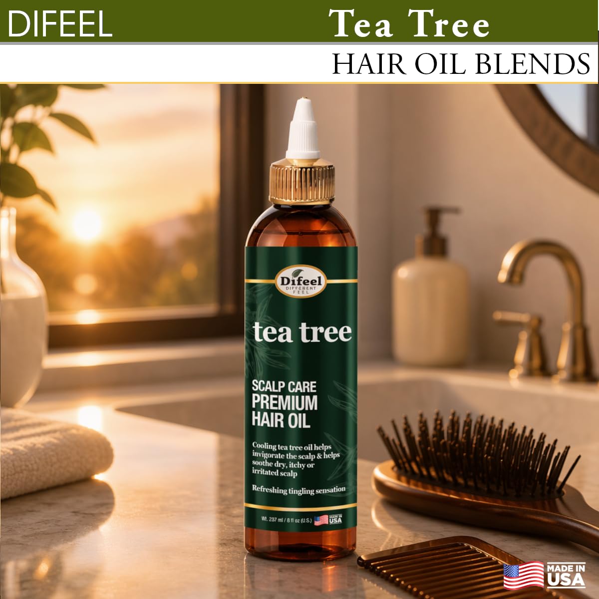Difeel Scalp Care Tea Tree Premium Natural Hair Oil - Tea Tree Oil 8 oz.