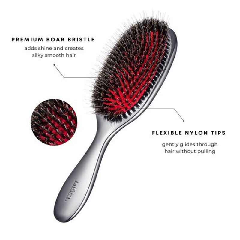 MISEL Professional Boar Bristle Hair Brush - Detangles All Hair Types | Reduces Breakage | Medium Size