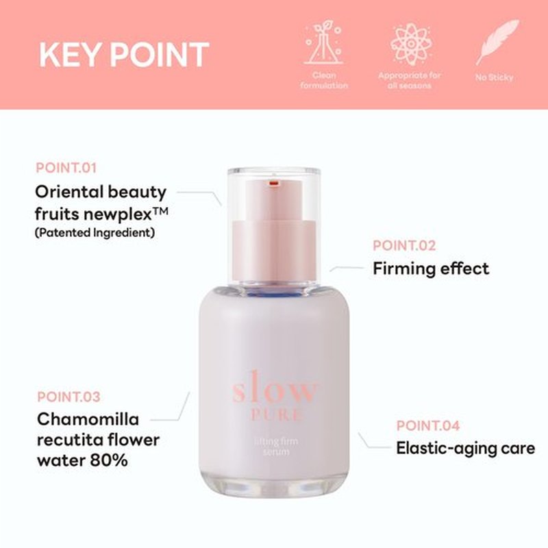 slowPURE Lifting Firm Serum - 7 Peptides & 80% Chamomile, Visibly Firms & Tightens for Fine Lines, Glass Skin Glow | Milky Texture (1.69 fl.oz)
