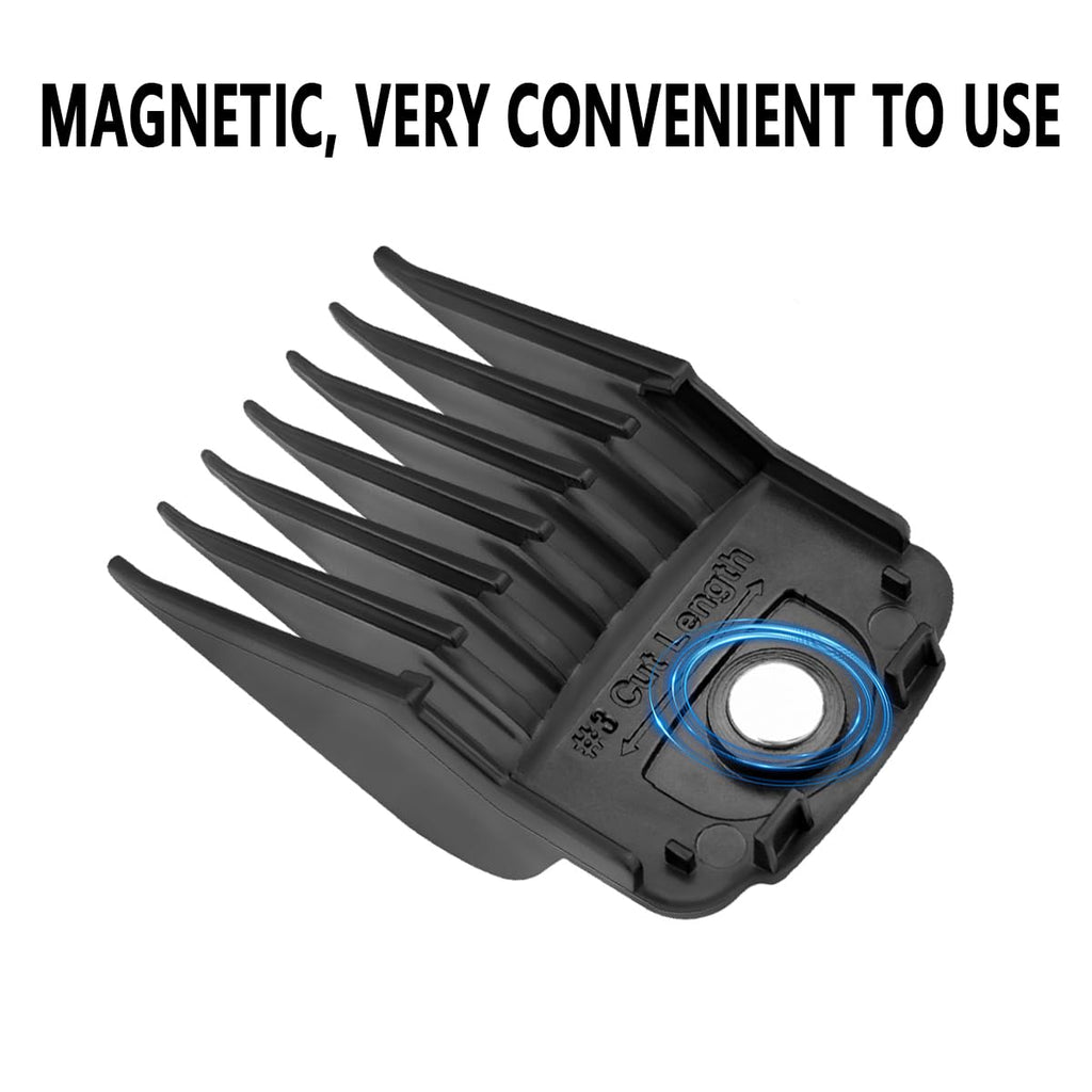 Anrom Magnetic Clipper Guards for Wahl Clippers with Magnetic Clip Professional Hair Clipper Guards Cutting Guides - length from 3/8'', 1/2'', 5/8'', 3/4'', 7/8'', 1'', 5 Pack