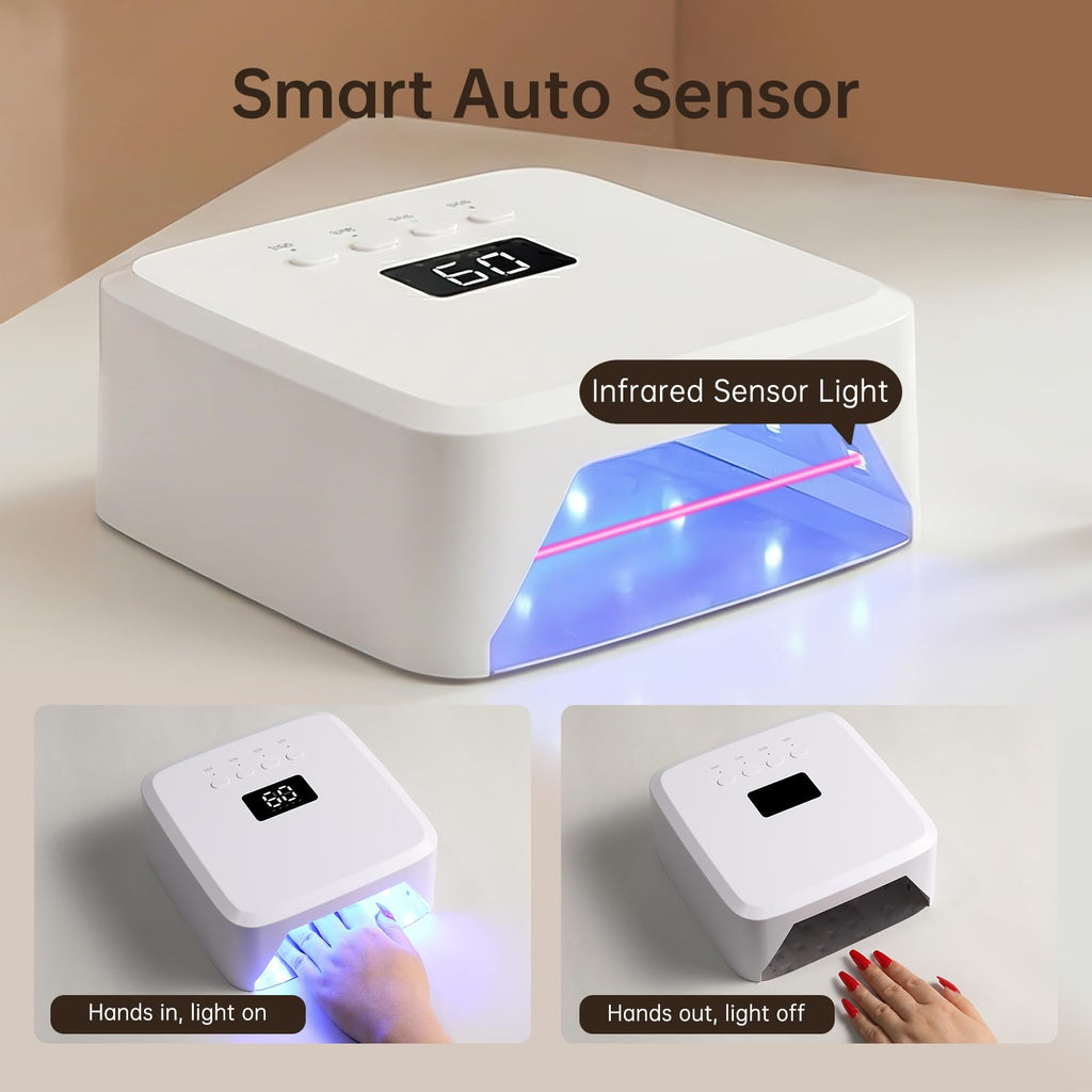 UV Nail Lamp CHRISTINE SHELLY, Rechargeable LED Nail Light Professional Nail Dryer with 4 Timer Setting, Touch Control & Auto Sensor, Curing lamp for Salon & Home