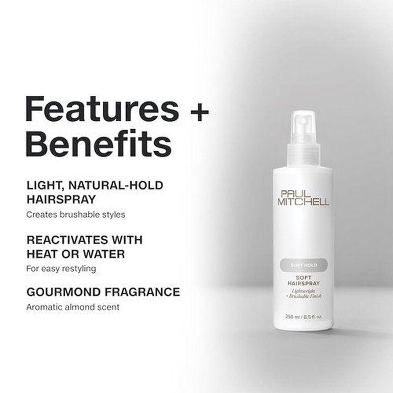 Paul Mitchell Soft Hairspray - Lightweight Formula for Soft Hold & Brushable Finish | All Hair Types