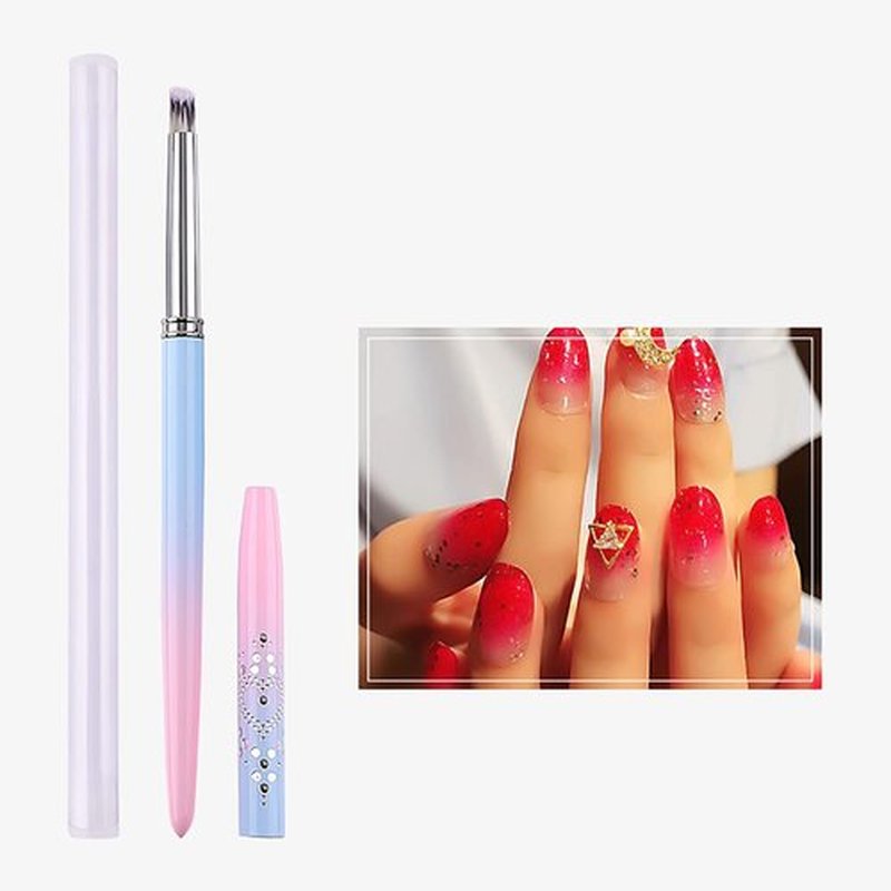 SILPECWEE 3Pcs Ombre Nail Brush Acrylic Nail Art Brushes Nail Gradient Brushes Nail Painting Pen Ombre Brush for Gel Nails Manicure Design Brush Nail Art Tools