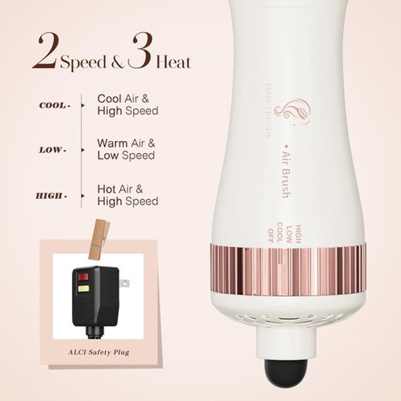 Travel Blow Dryer Brush in one, Dual Voltage 110V-240V Mini Hot Air Brush, Hair Trends Nano Titanium 2 Inch One Step Hair Dryer and Styler Volumizer Oval Shape