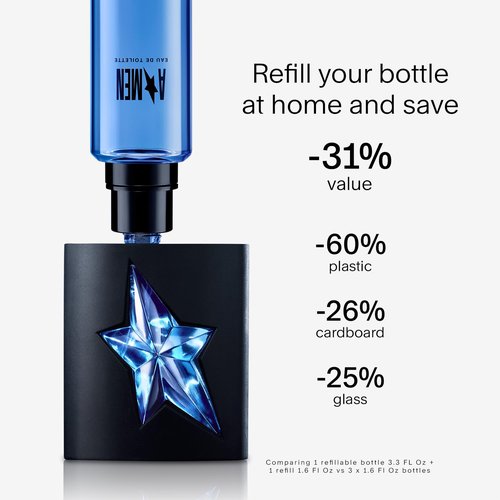 Mugler A*Men Eau de Toilette - Long Lasting Men's Cologne - Woody & Ambery with Patchouli & Coffee Extract