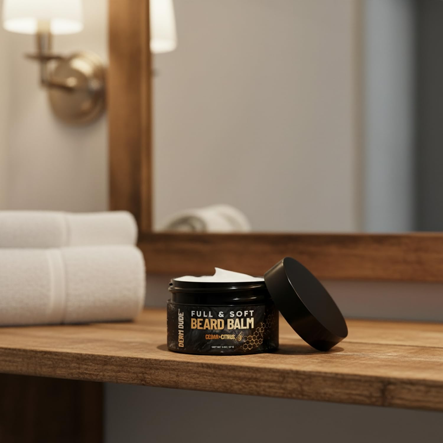 Derm Dude Full and Soft Beard Balm for Men – Conditioning Balm with Natural Oils for Growth, Softness & Styling – Tames Frizz, Hydrates Skin – Non-Greasy - Island Rum, 2oz
