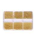 Golden Nail Art Beads and Nails, 3D Multi Size Metal Caviar Bead Set for DIY Nail Decoration (Gold)