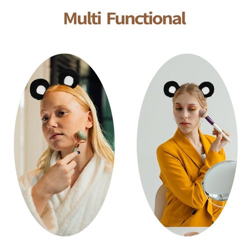SIOTMERA Bear Ears Headband Black, Cute Care Movable Hairband Adult with Animals Costume, Soft Makeup Head Wear for Washing Face Women