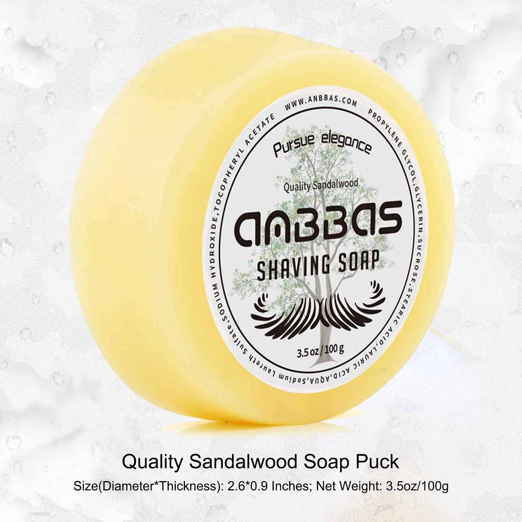 Anbbas Synthetic Badger Shaving Brush Set, 4IN1 Shaving Kit with Stainless Steel Shaving Stand and Lathering Foam Bowl, 3.5OZ Natural Shaving Soap Puck Refill for Men Wet Close Shave