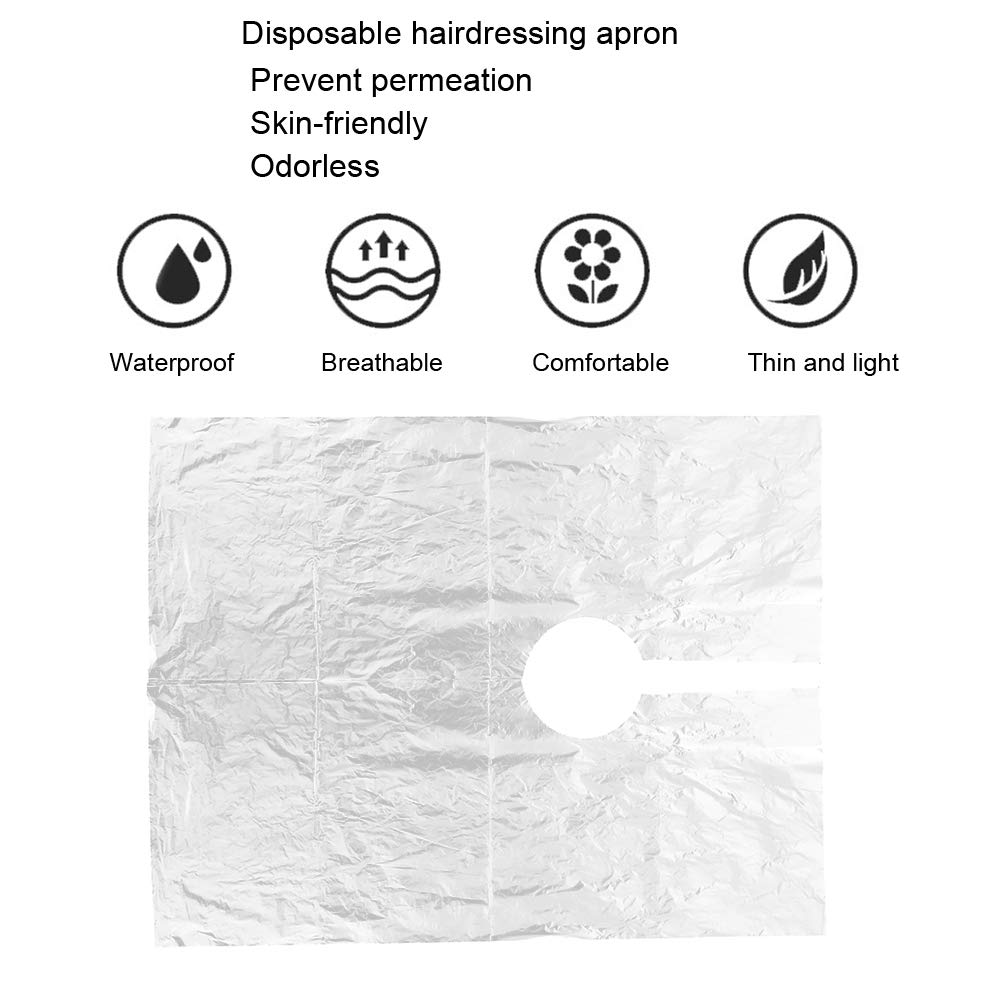 ZJchao 50pcs Disposable Hairdressing Cape, Adjustable and Clear Barber Cape Cutting, Dyeing, Perming, Coloring, 64 x 82cm