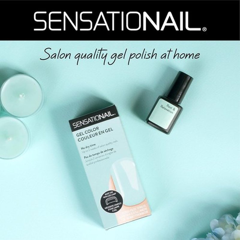 Sensationail Gel Color Nail Polish, Un-Teal The End, Blue, No Dry Time, Quick Cure, Glossy Finish, Up To 2 Weeks, Salon Quality At Home Nails, Use With LED/UV Lamp, Includes Manicure Stick, 0.25 Fl Oz