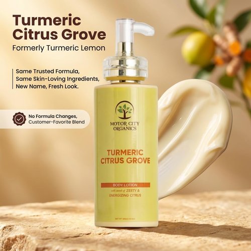 Motor City Organics Turmeric Lemon Body Lotion for Hydrating Skin - Lightweight Daily Moisturizer with Clean Ingredients, Fast Absorbing Body Cream | 10.2 oz