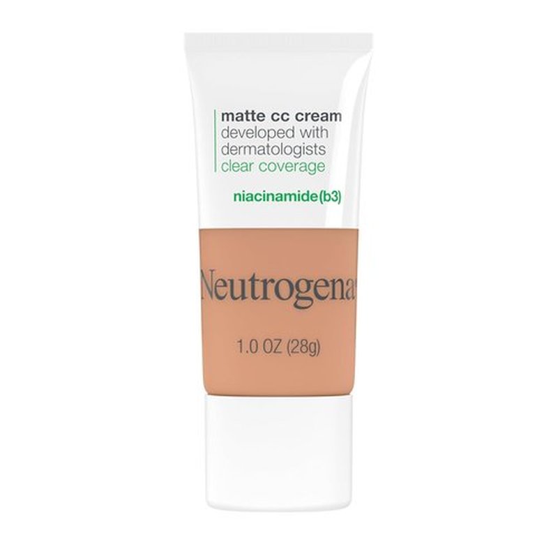 Neutrogena Clear Coverage CC Cream - Flawless Matte Finish, Hypoallergenic & Oil-Free, Warm Linen, 1 oz