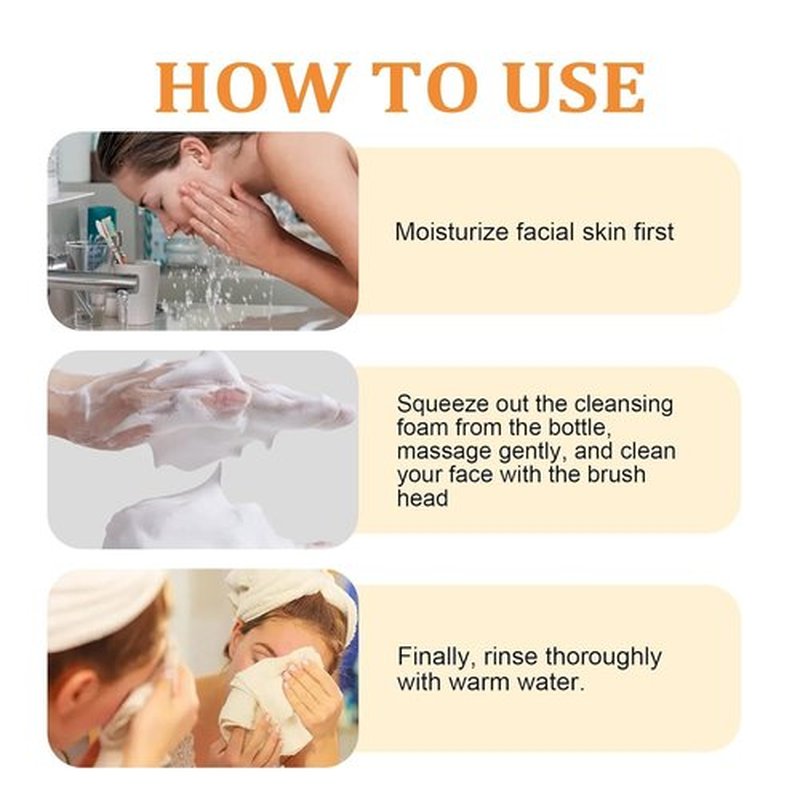BlueBouff Turmeric Face Wash with Brush,Foaming Face Cleanser, Deep Turmeric Foaming Cleanser for All Skin Types, 100ML (2)