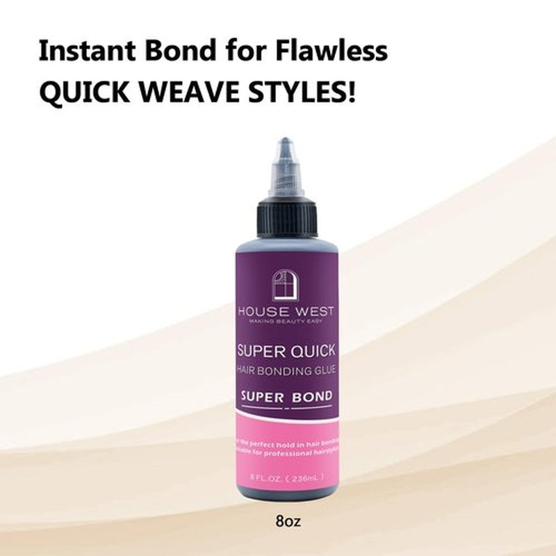 Hair Glue for Quick Weave 8oz - Professional Hair Bonding Glue for Wigs & Hair Extensions | Strong Hold, Waterproof & Non-Damaging Formula | Easy Application with Precision Nozzle 236ml Black