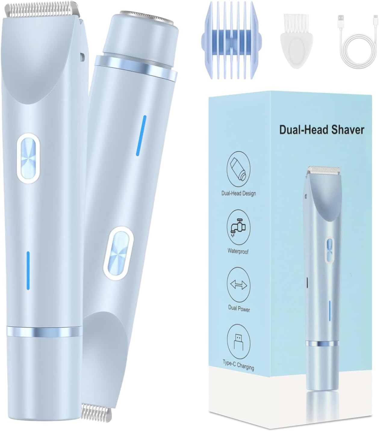 Bikini Trimmer for Women-2 in 1 Dual Head Bikini Shaver & Body Shaver (Red)