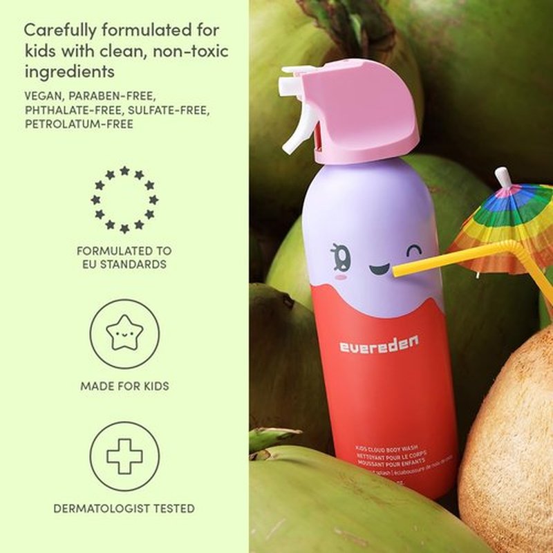 Evereden Kids Shower Essentials Set - 2-in-1 Gentle Shampoo & Conditioner + Cloud Body Wash | Vegan Skin Care for Toddlers
