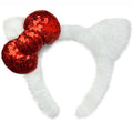 Kobataro Kitty Ears Headband Bow White Cat Ear Hair Accessories Kitten Costume Birthday Party Christmas Gifts for Women