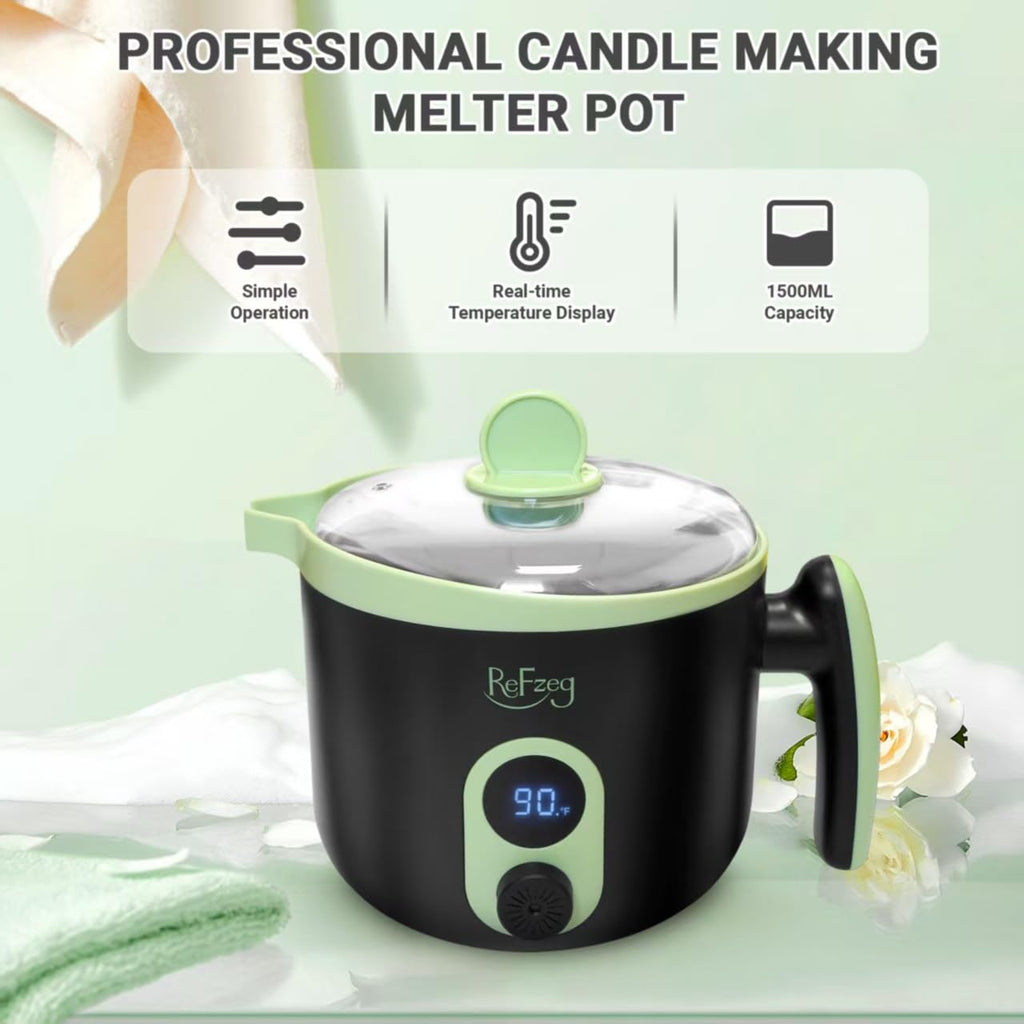 Candle Melting Pot Electric Wax Melter for Candle DIY Making with Pouring Spout, Non-Stick Candle Making Pouring Pot Soap Making Melting Pot with Digital Display, Constant Temperature Function(Black)