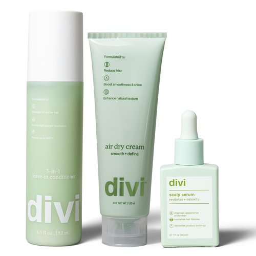 Divi Air Dry Bundle – Includes 30ml Scalp Serum, Air Dry Cream & Leave-In Conditioner – Hydrates, Strengthens & Smooths for Frizz-Free, Healthy, Shiny Hair, 3 Piece Set