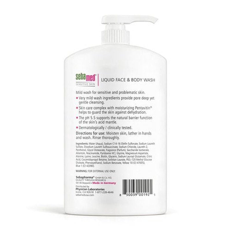 SEBAMED Sensitive Skin Face & Body Wash - pH 5.5 Hydrating Cleanser for All Skin Types | 33.8 Fl Oz