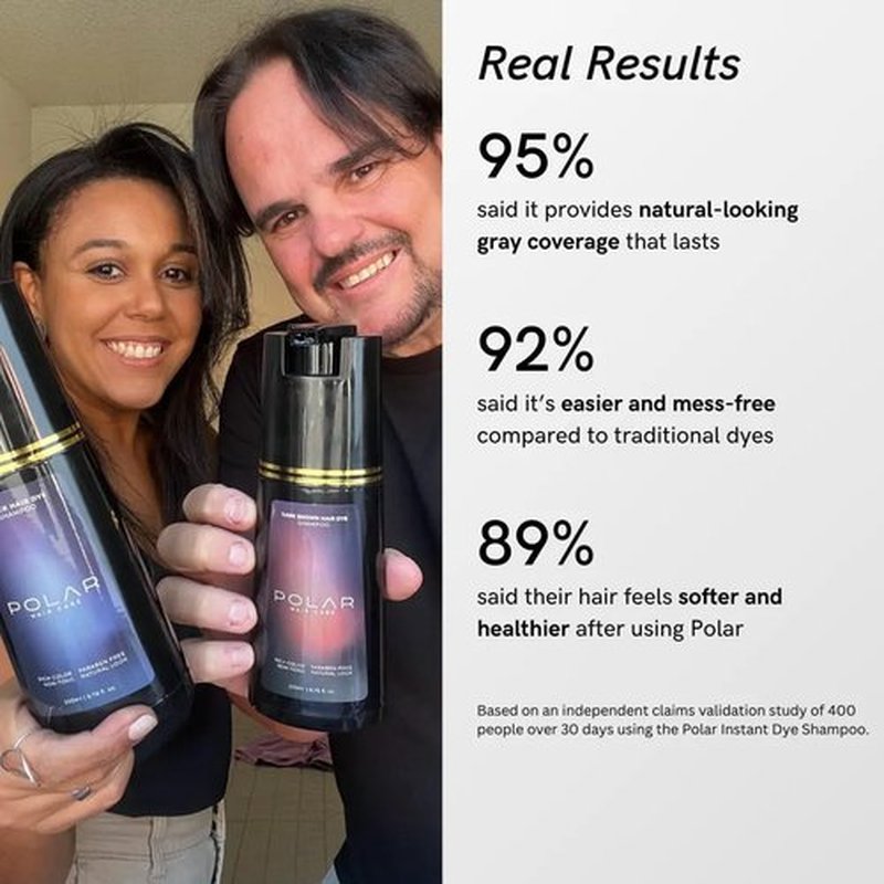 Polar Haircare - Dye Shampoo for Gray Hair | Natural Semi-Permanent Light Brown Color, 6.76 Fl Oz