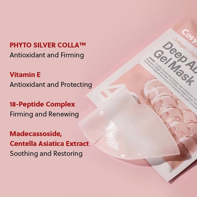 COSYUREE Collagen Deep Absorbing Hydrogel Mask, Korean Collagen Hydrogel Mask, Overnight Face Mask, Hydrating, Glass skin, Rejuvenation, Korean Skincare, 34g x 5ea