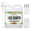 Lash Shampoo Bulk, Eyelash Cleanser for Extensions 2 Liters - 3 Foam Pump Bottles, 3 Lash Cleansing Brushes, Dispenser Pump - Eyelid Foaming Cleanser for Professional Salon and Home Use