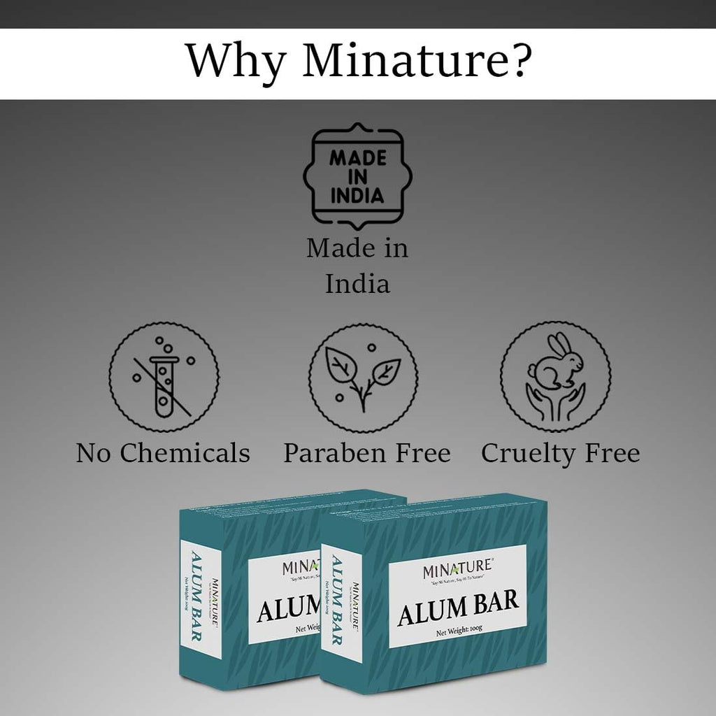Mi Nature Pure Alum Bar Pack of 4(100g*4)|Natural Phitkari Block |Potassium Alum Stone |Shaving Bar |Skin Astringent |Water Clarifier |Odor Control