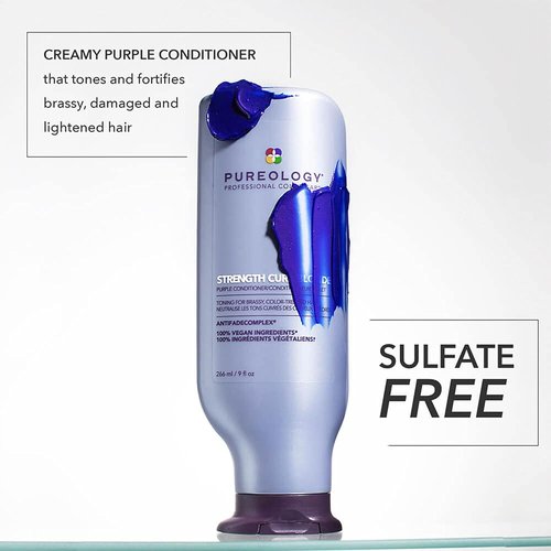 Pureology Strength Cure Blonde Purple Conditioner - Strengthens Blonde & Color-Treated Hair, Sulfate-Free & Vegan