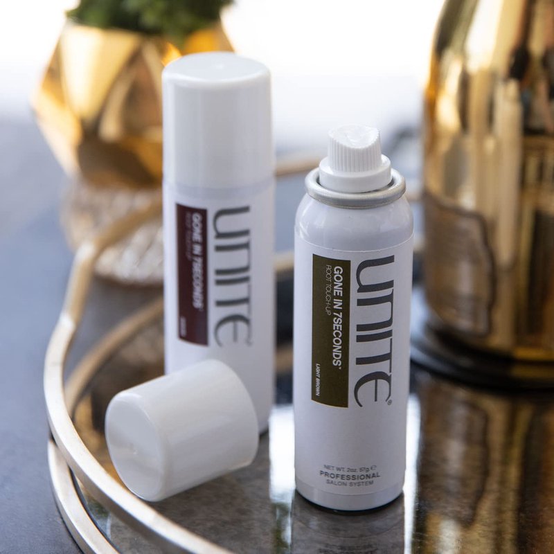 UNITE Hair Gone in 7SECONDS Root Touch-Up - Temporary Gray Concealer for All Hair Types - Light Brown, 2.0 oz