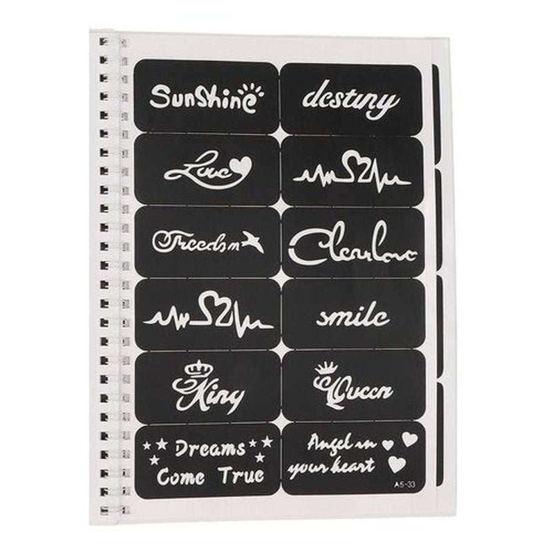 97pcs Glitter Stencils, 10 Sheets Temporary Airbrush Templates Set, Boys and Man Reusable Kit for Kids Adults Girls Women Body Art Painting Stickers