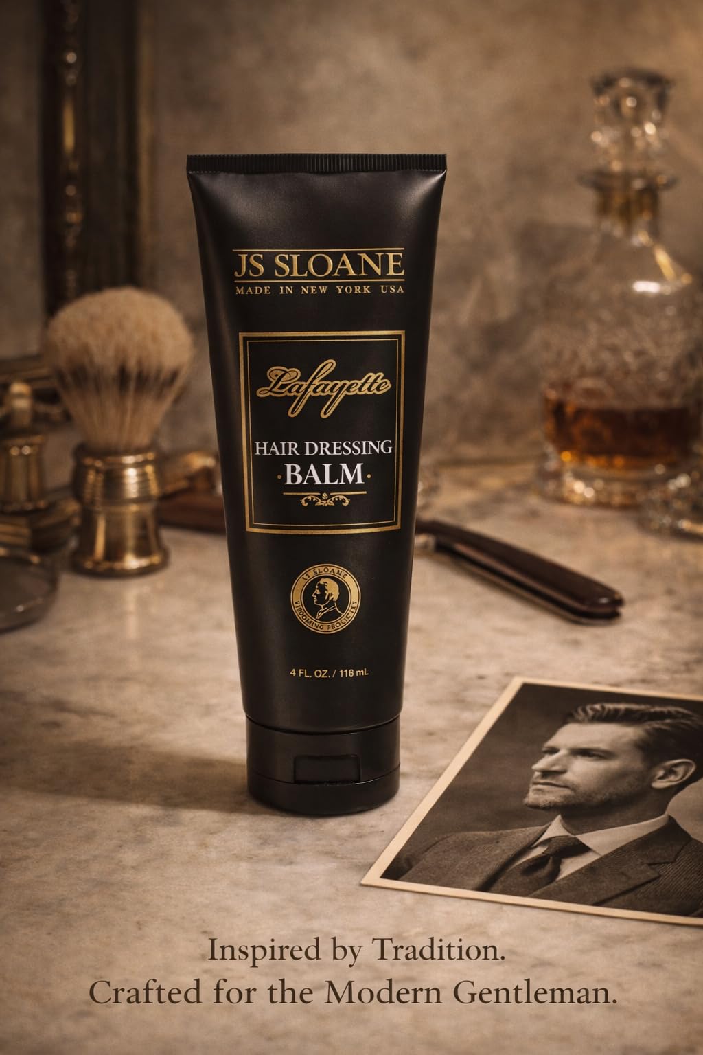 JS Sloane Hair Dressing Balm for Men – Lightweight Styling Cream for Shine & Texture – Restores Dry, Thick & Coarse Hair – Non-Greasy, Medium Hold, Beard Friendly – 4 Fl Oz / 118 mL