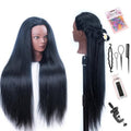Mannequin Head with Hair 26" mannequin doll head styling manikin head Cosmetology Doll Head Multicolored Synthetic Fiber Hair Table Clamp Stand Included)(black YK)