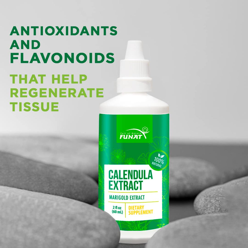FULL OF NATURE FUNAT Calendula Marigold Extract: Promotes Healthy Skin and Digestive Wellness 2 fl Oz | 60 ml