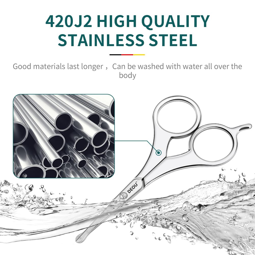 DEOU Nose Hair Trimmer - Paris Tower - Inspired Design with Tail Handle - Premium Stainless Steel - All - in - One Grooming & Multipurpose Shears - Safe, Hygienic & Portable