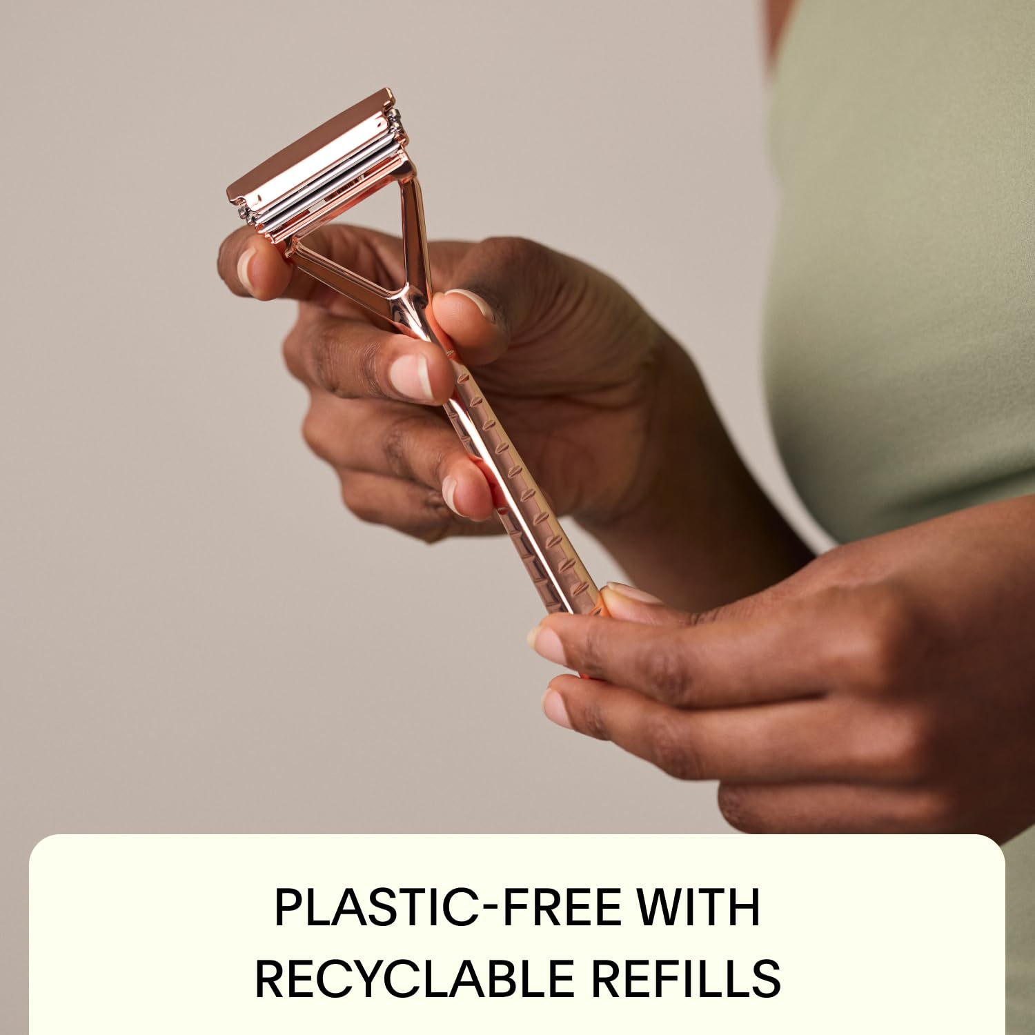 Leaf Shave | Leaf Razor, All-Metal Safety Shaver with Pivoting Head & Adjustable Blade Loading, Includes 10 Stainless Steel Single-Edge Blades, Compatible with Standard Safety Razor Blades - Rose Gold