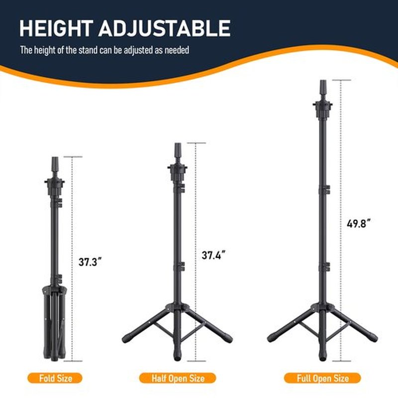 Hemndic Wig Stand with Head, Height Adjustable Wig Stand, Wig Head Stand with Mannequin Head with Extra Wig head Clamp Stand