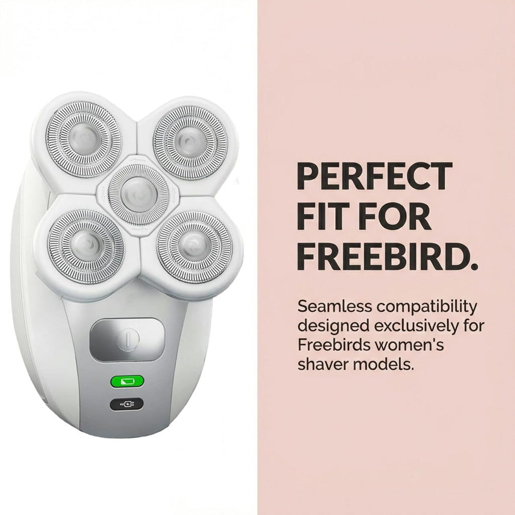 Compatible with Freebird Shaver for Women Replacement Blades White,5-Blade Rotary Refill Compatible with Freebird FlexSeries Electric Razor for Women,Waterproof,2Pack.