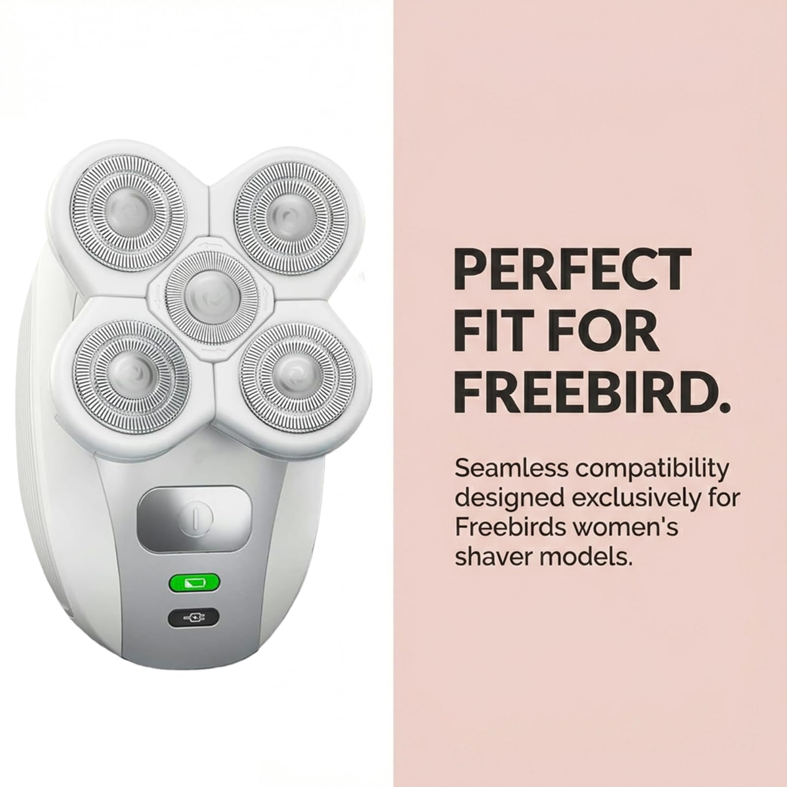 Compatible with Freebird Shaver for Women Replacement Blades White,5-Blade Rotary Refill Compatible with Freebird FlexSeries Electric Razor for Women,Waterproof,2Pack.