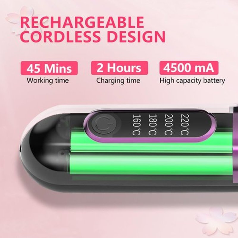Cordless Hair Straightener Brush, Portable Straightening Brush for Women, Mini Negative Ion Hot Comb for Travel, 30Mins Auto-Off, USB Rechargeable, Fast Heating 4 Temperature Settings(Black)