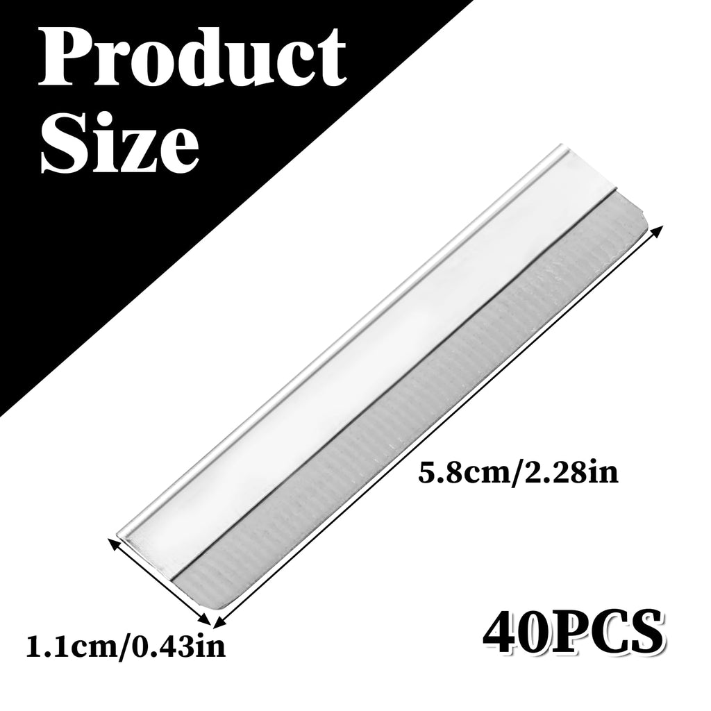 Straight Razor Blades, 40 Pcs Stainless Steel Brow Razor Single Edge Disposable Safety Eyebrow Trimmer Facial Hair Removers Shaving Tools Blade Refills for Men and Women